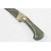 Dagger Knife Damascus Steel Blade Green Jade Stone Handle Silver Koftgiri D134